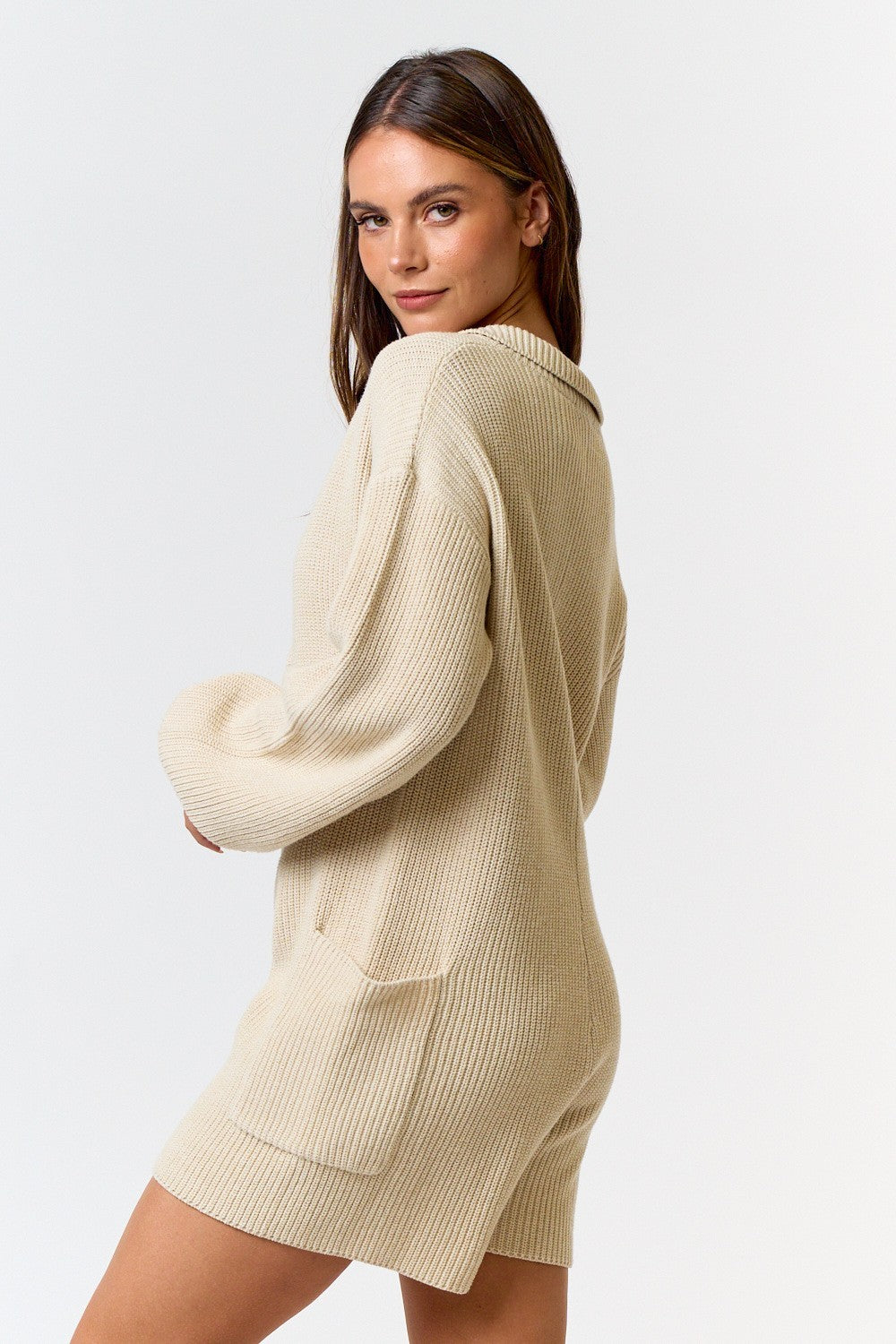 Button Up Long Sleeve Sweater Romper