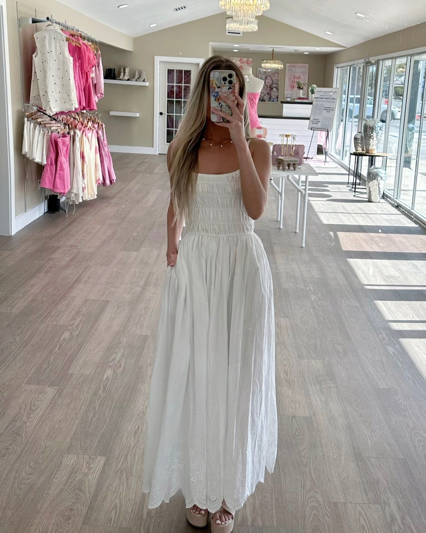 Eyelet Lace Midi Dress