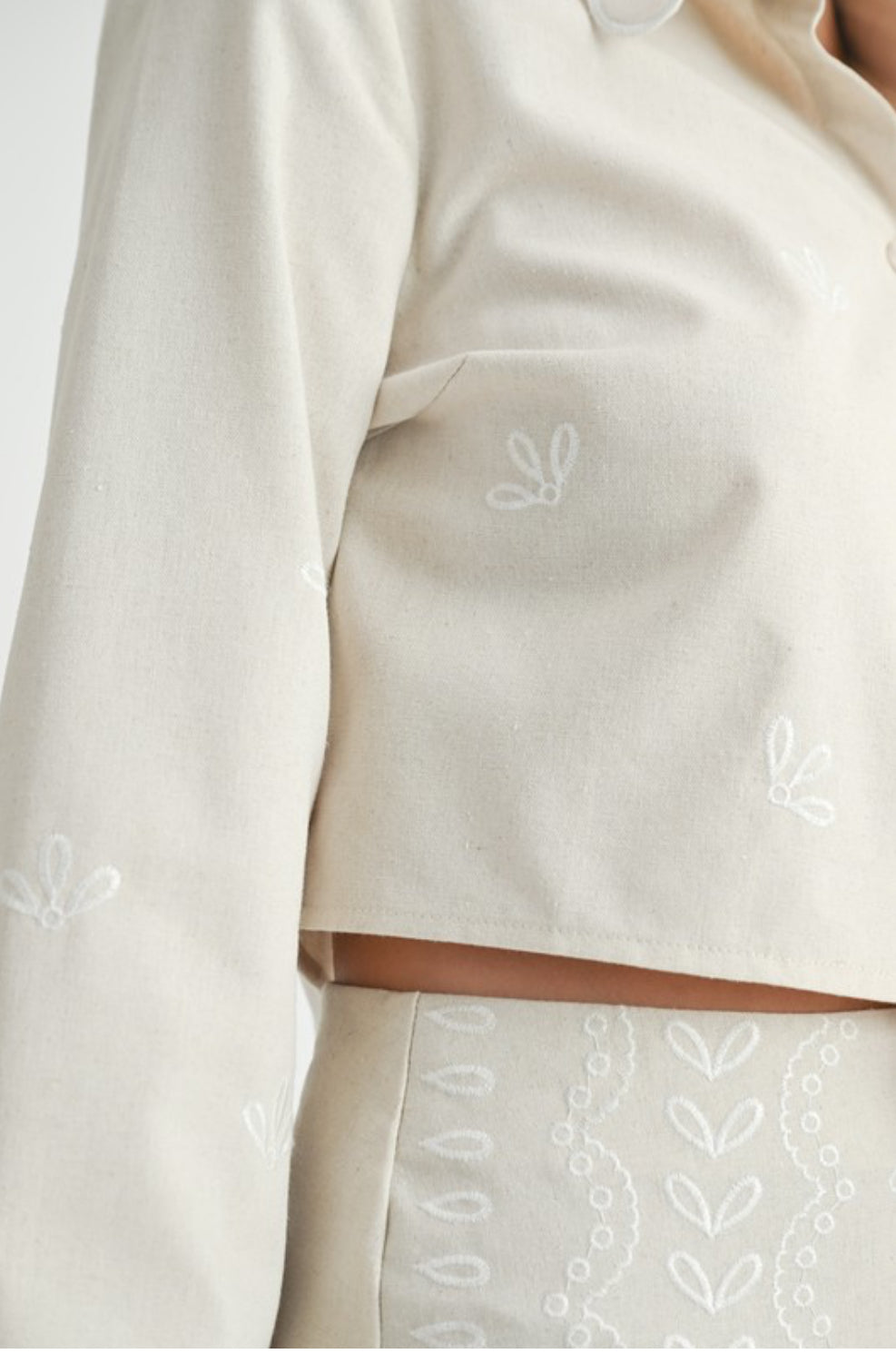 Oatmeal Embroidered Set