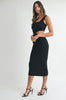 Bodycon Knit Cut Out Midi Dress