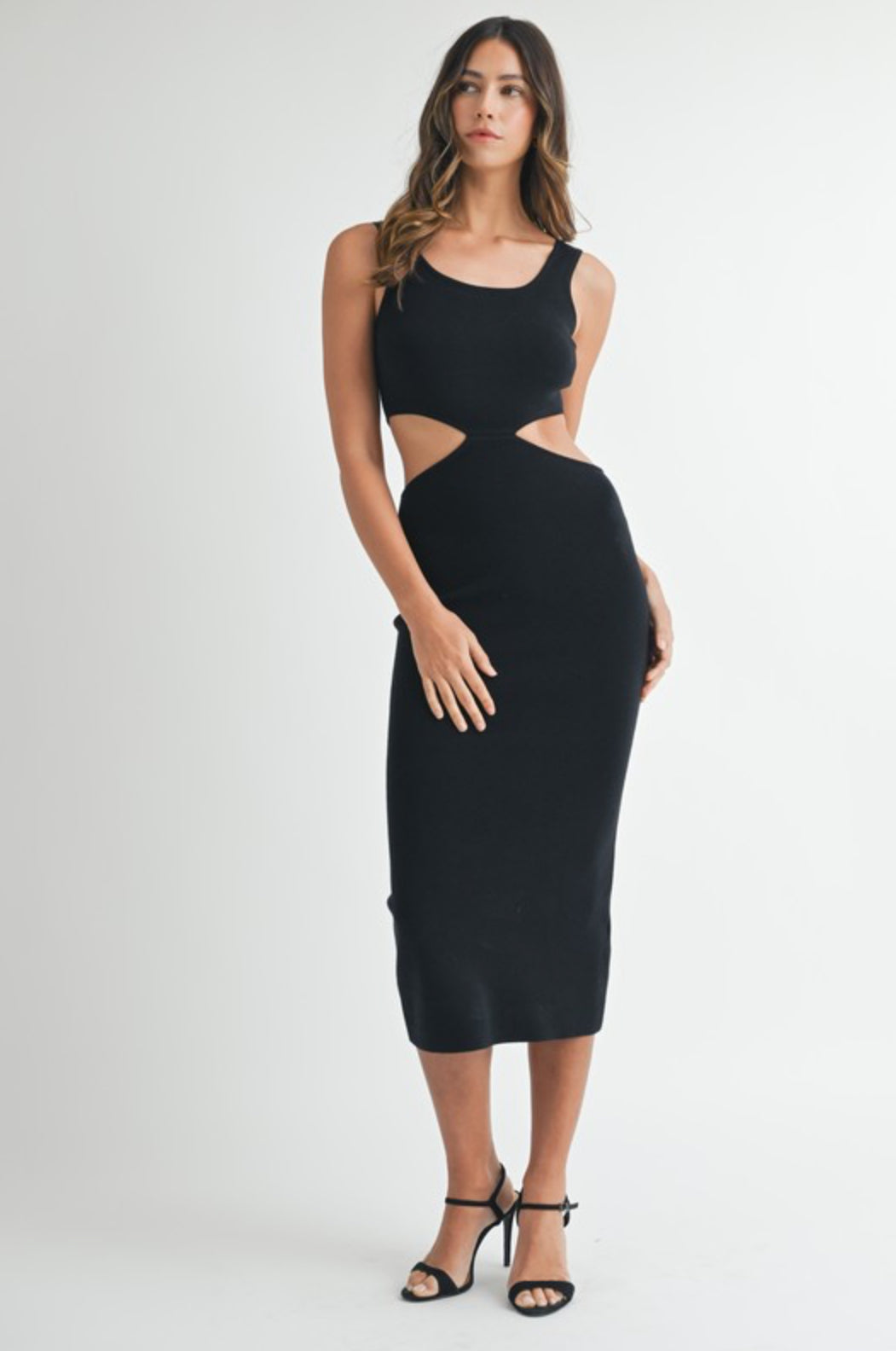 Bodycon Knit Cut Out Midi Dress