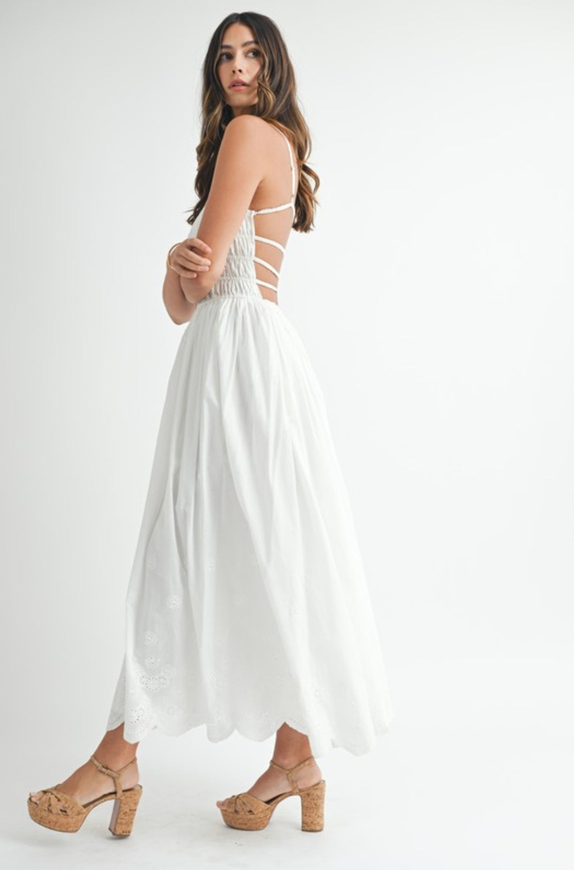 Eyelet Lace Midi Dress