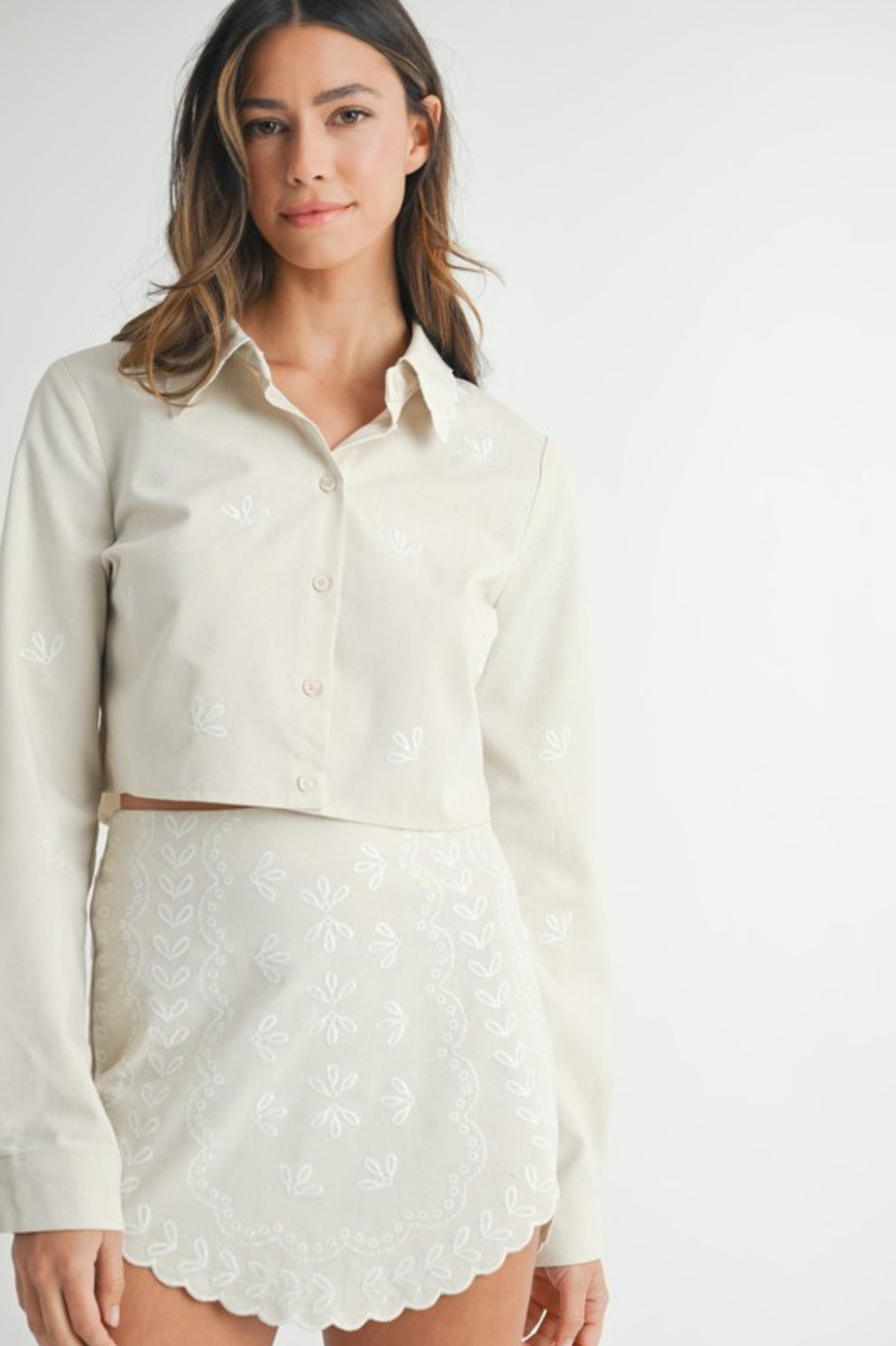Oatmeal Embroidered Set