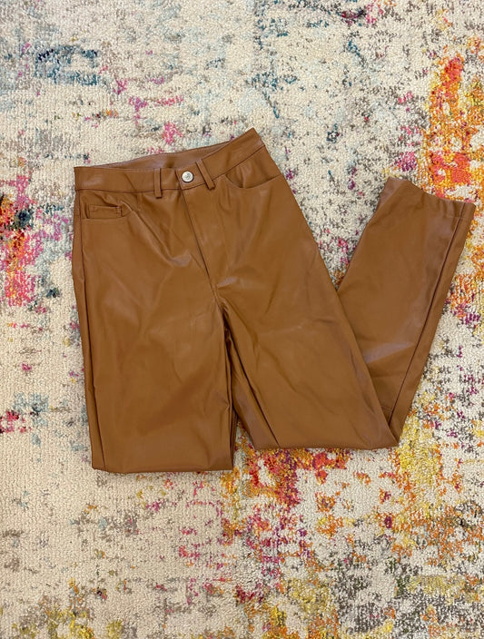 Gomez Camel Leather Pants