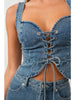 Eloise Front Lace-up Denim Corset Top