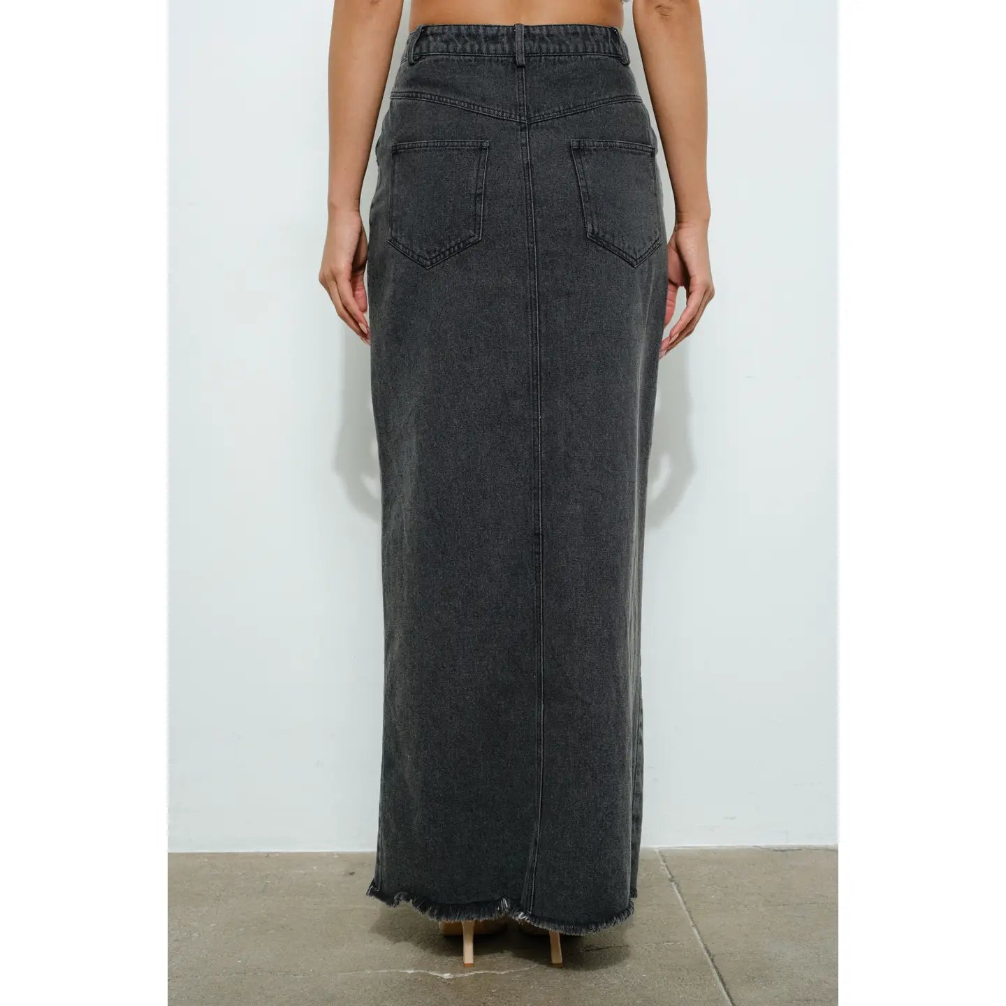 Black Denim Maxi Skirt