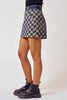 Checked Mini Denim Skirt With Pockets